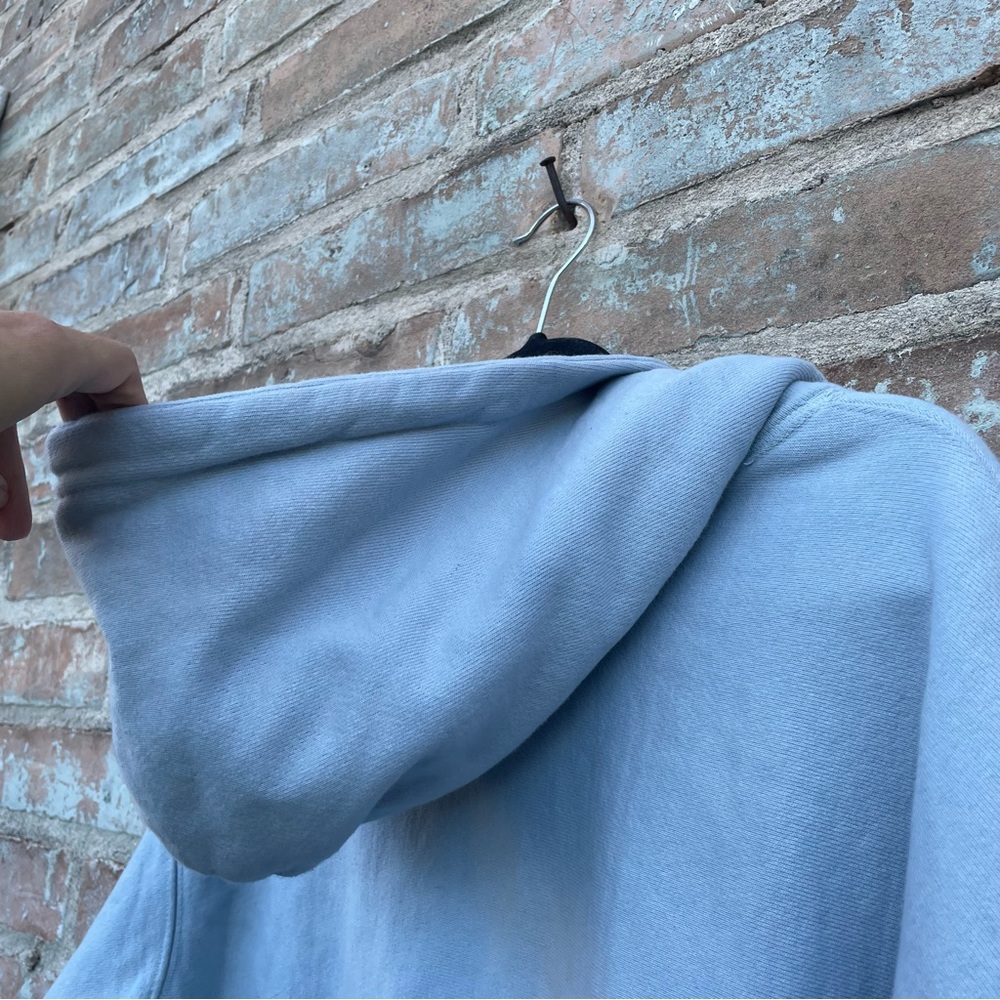 Champion Spellout Hoodie Blue Ombre Dip Dye Reverse Weave Embroidered Sweatshirt - Picture 11 of 14